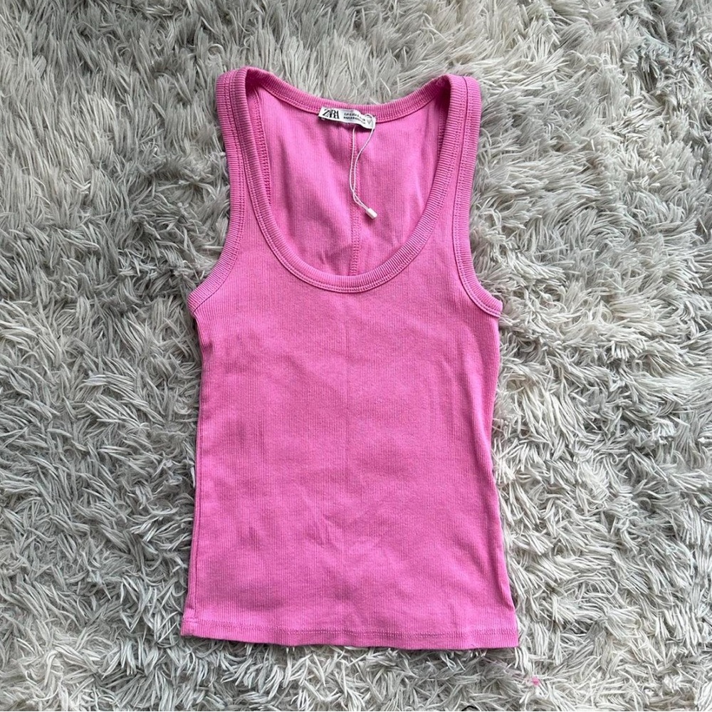 Zara pink ribbed tank top
